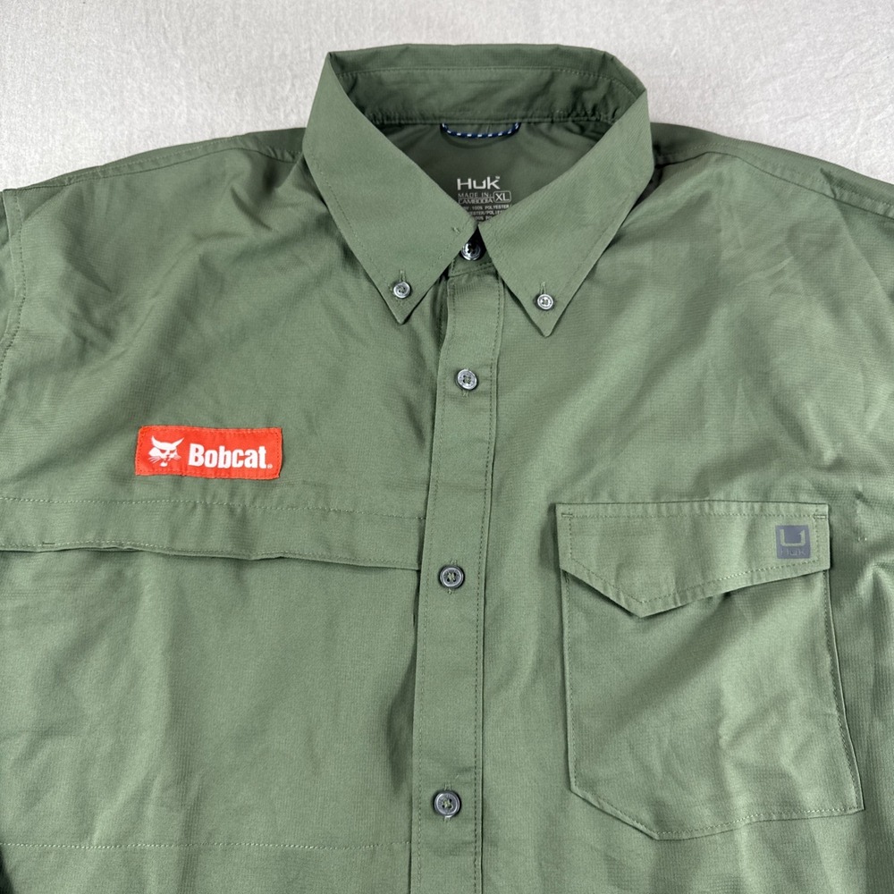 Huk Shirt Mens XL Green Long Sleeve Button Up Fishing Outdoors Hiking Ripstop